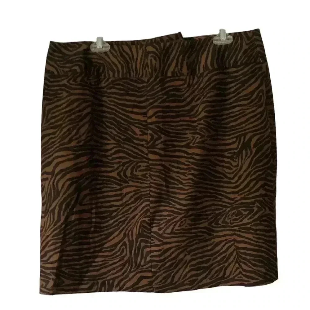 NWT Bandolino Womens Black Brown Zebra Print Mini Skirt Size 16 Cotton